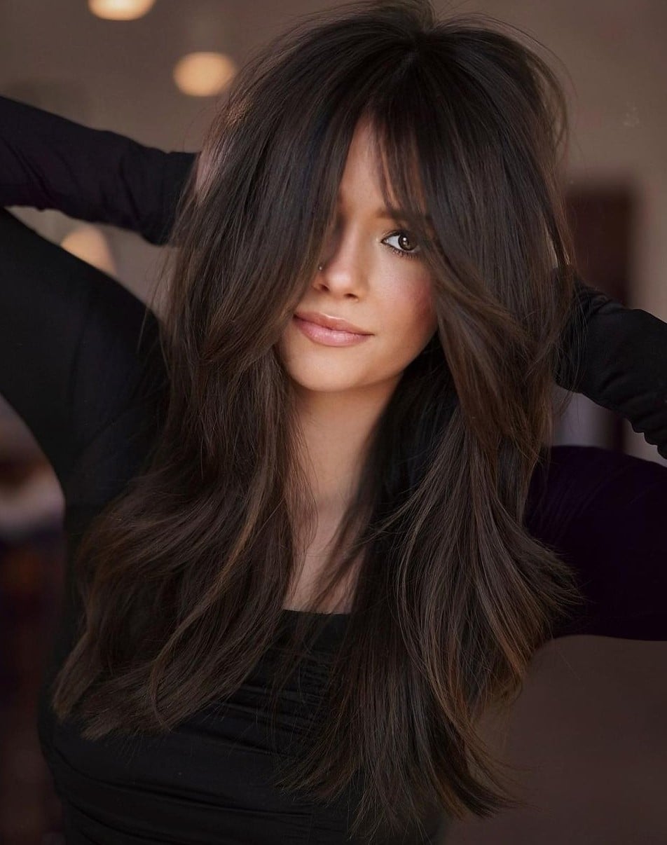 Thick Dark Brown Waves With Blowout Thick Dark Brown Waves With Blowout — Classy Long Haircuts