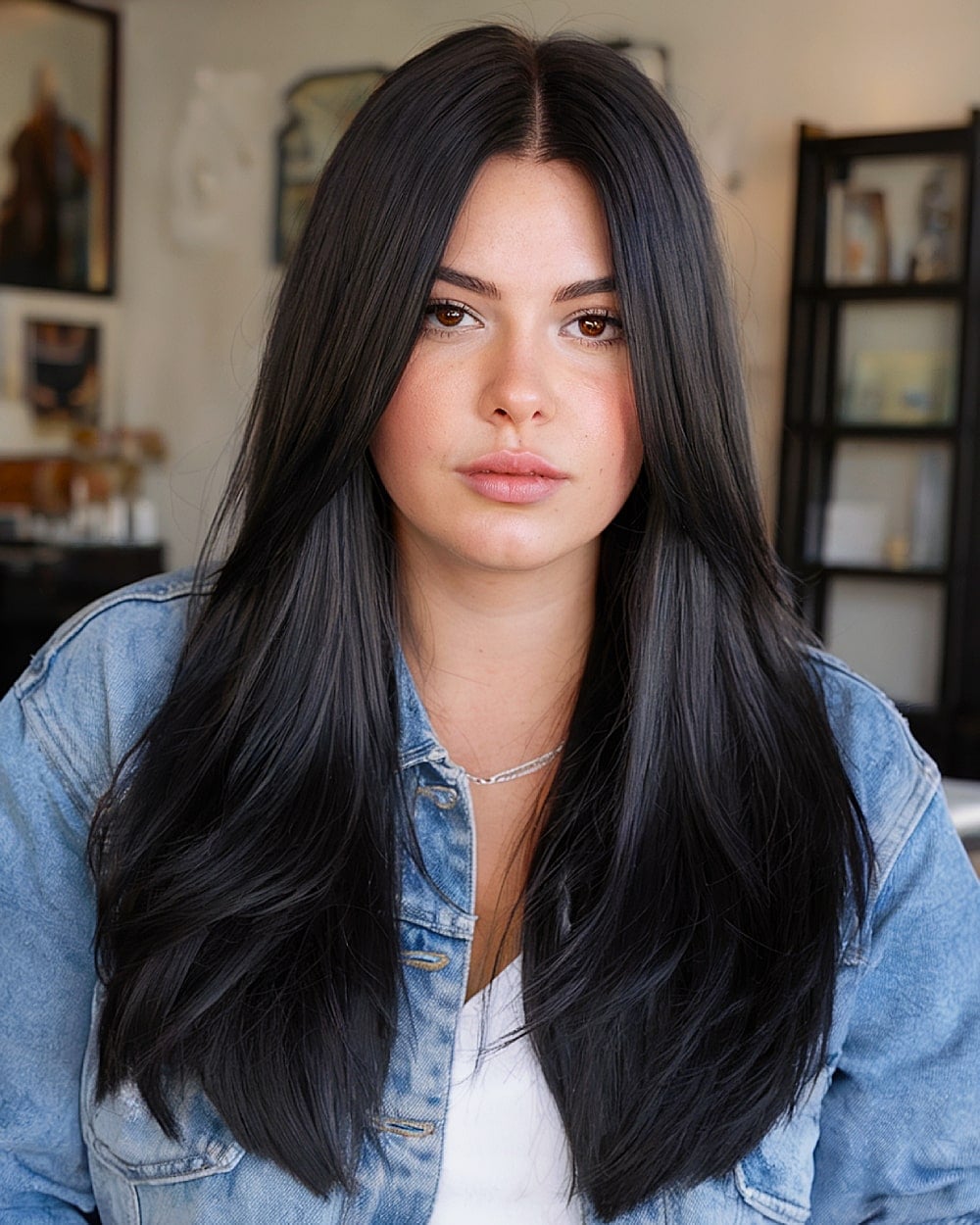Glossy Straight Black Mid-Back Glossy Straight Black Mid-Back — Classy Long Haircuts