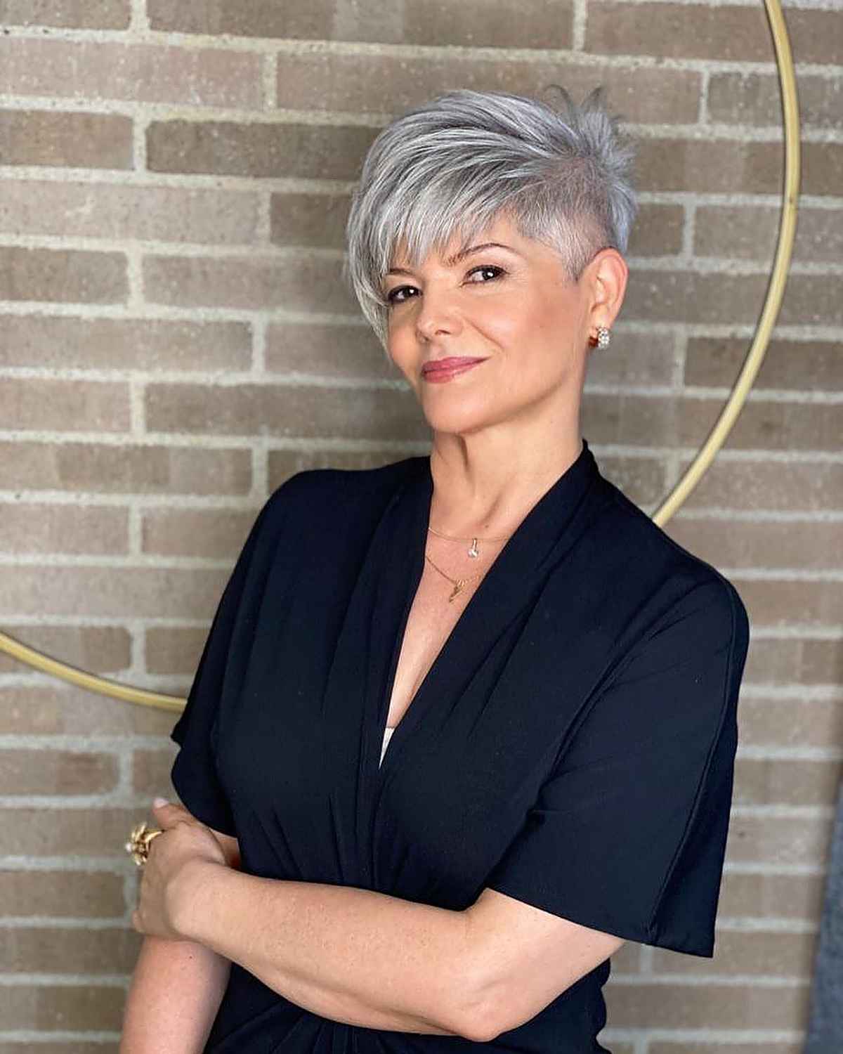 Silver Gray Pixie With Undercut — Classy Long Pixie