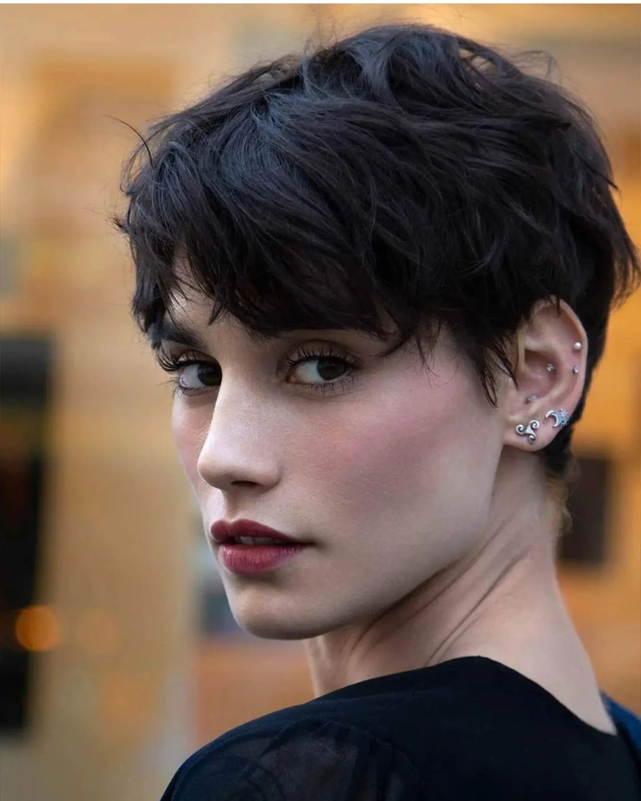 Textured Dark Brown Pixie With Short Bangs — Classy Long Pixie