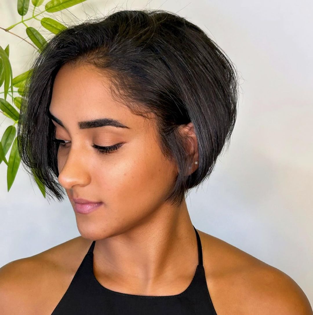 Textured Dark Brown Pixie With Choppy Bangs, Ear — Classy Long Pixie
