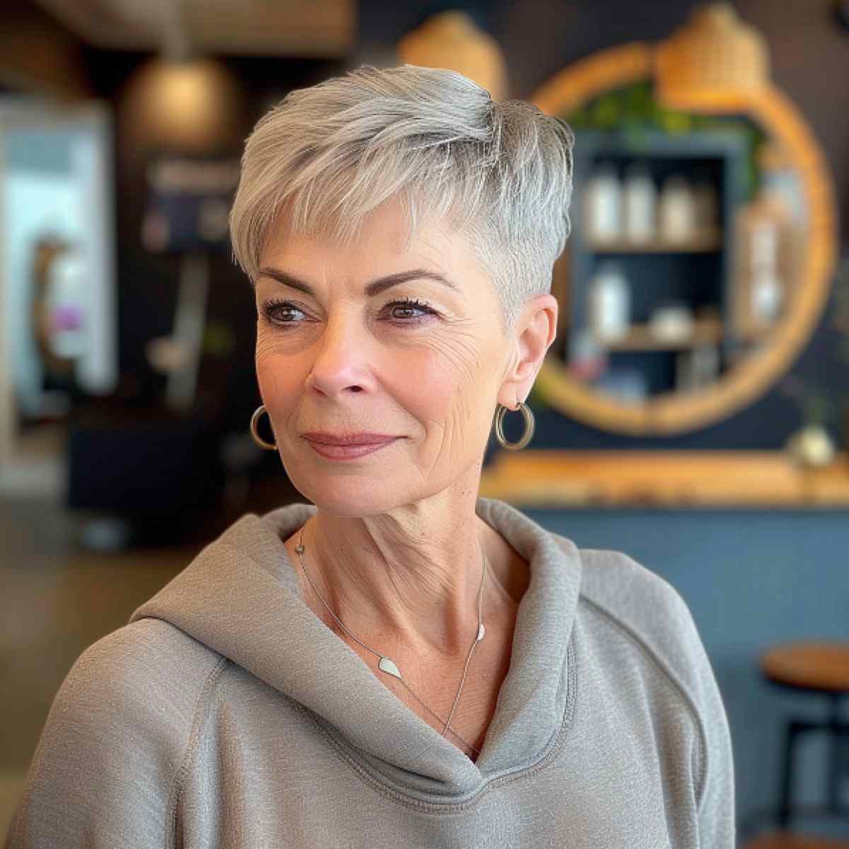 Classic Gray Pixie With Smooth Styling — Classy Long Pixie
