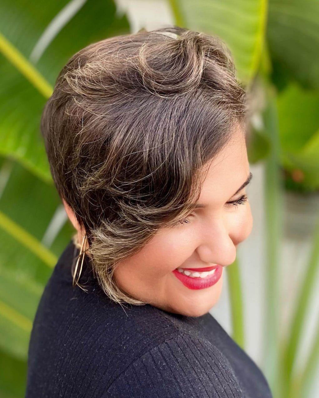 Dark Auburn Pixie Bob With Voluminous Waves — Classy Long Pixie