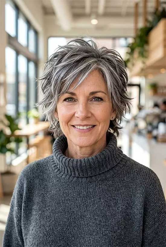 Gray Blonde Pixie With Curtain Bangs — Classy Long Pixie