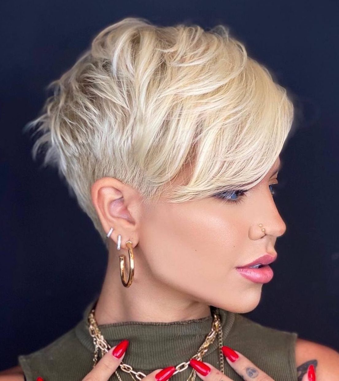 Platinum Pixie With Long Tousled Bangs — Classy Long Pixie