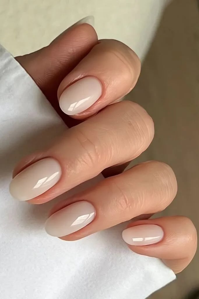 Sheer Nude Pink Glossy Short Oval Nails Sheer Nude Pink Glossy Short Oval Nails — Classy Looks Nail