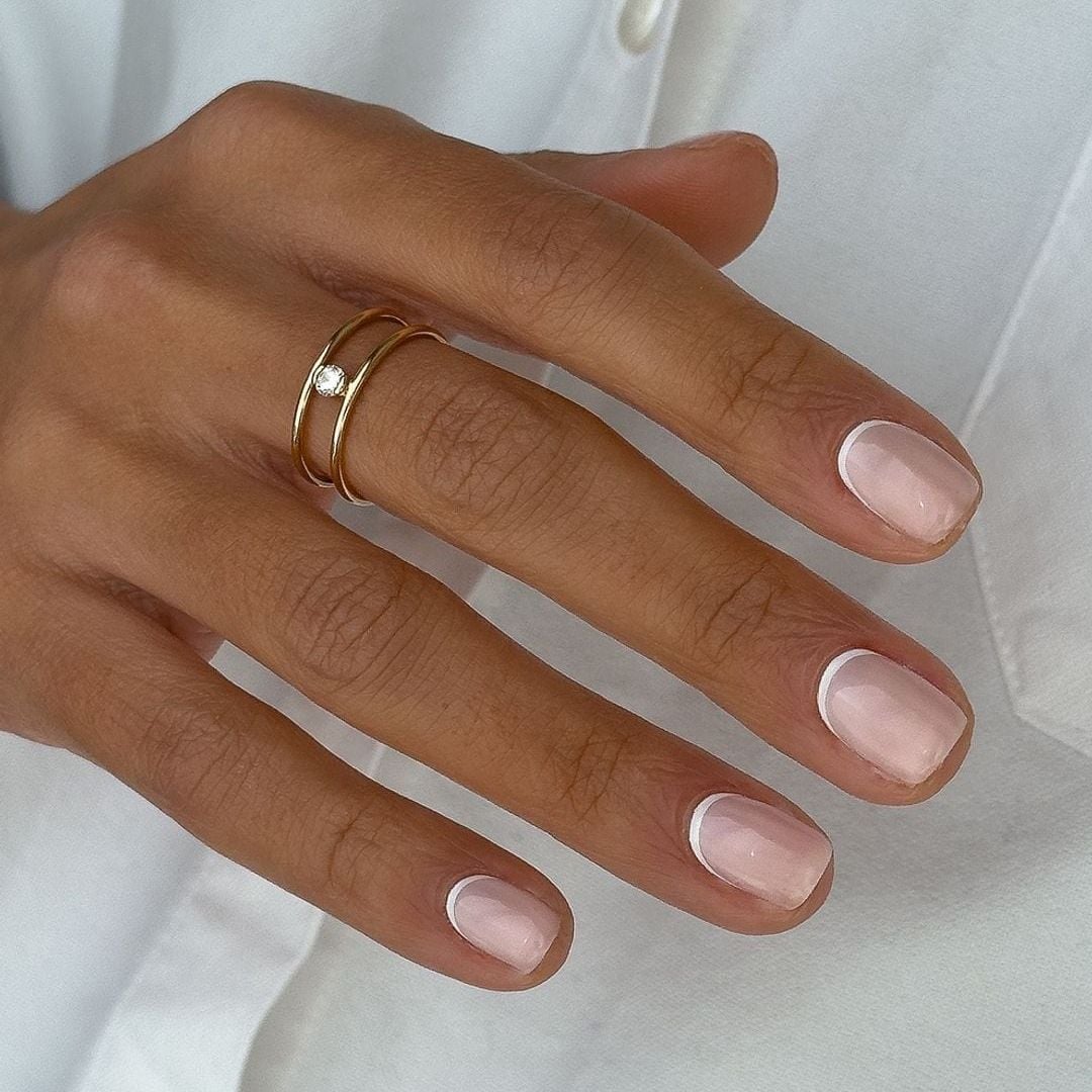 Double French Nude Pink Square Nails Double French Nude Pink Square Nails — Classy Looks Nail