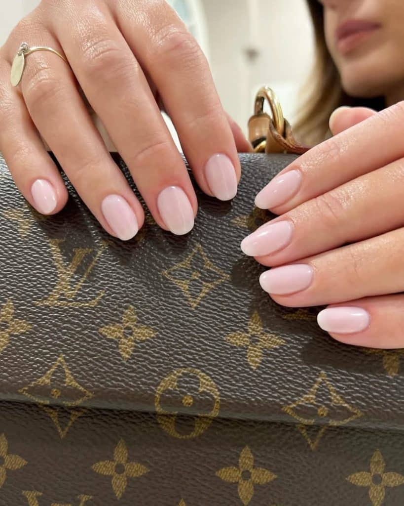 Natural Milky Pink Glossy Short Oval Nails Natural Milky Pink Glossy Short Oval Nails — Classy Looks Nail