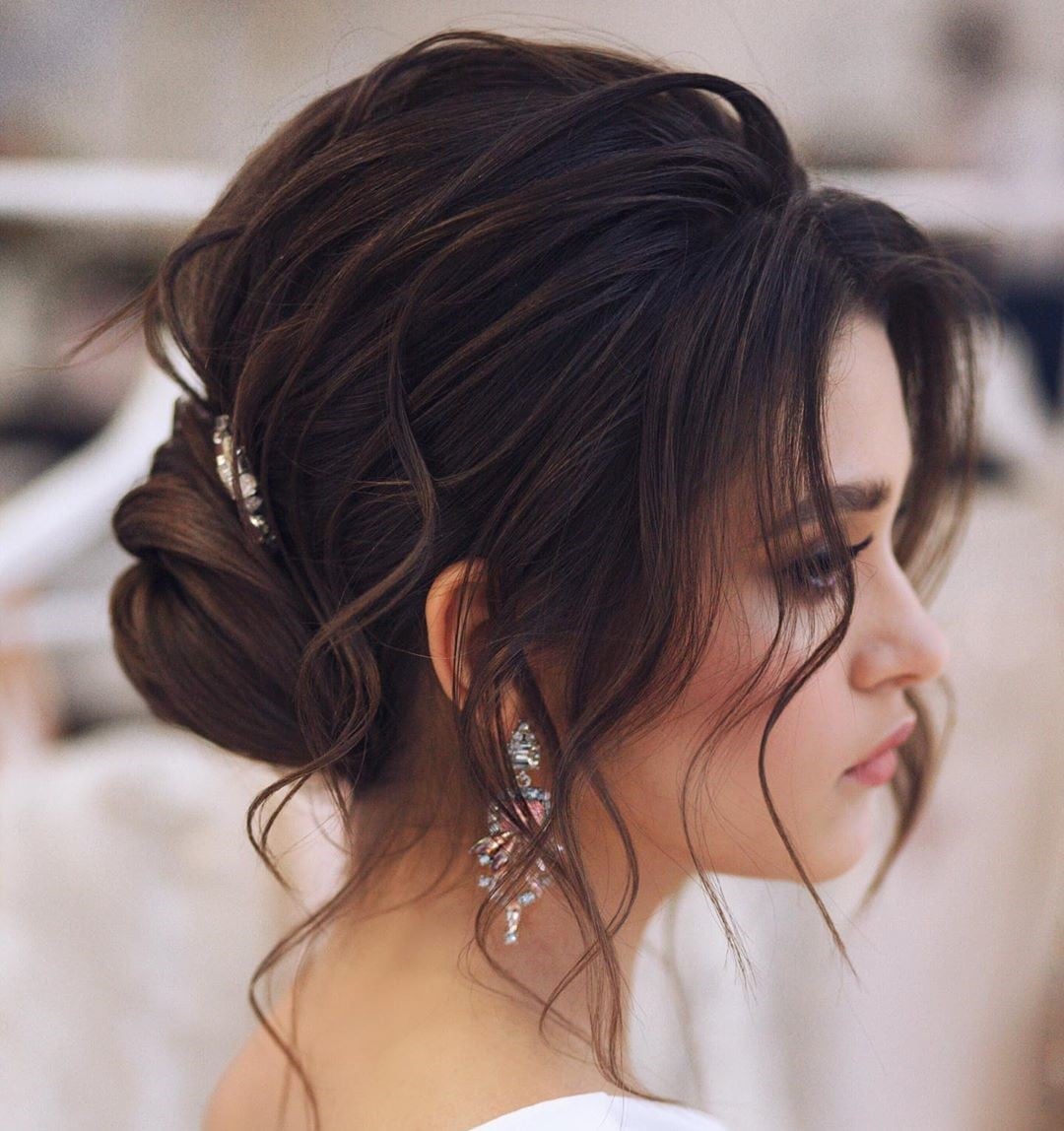 Dark Brown Soft Textured Low Updo Dark Brown Soft Textured Low Updo — Classy Loose Updo