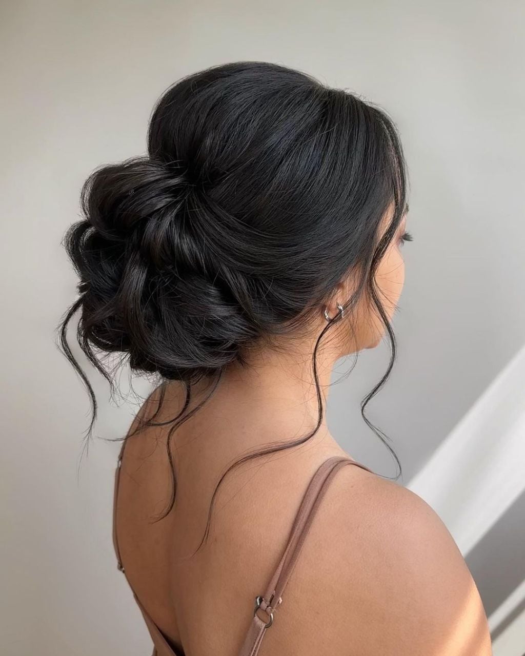 Dark Brown Textured Waves Loose Updo Dark Brown Textured Waves Loose Updo — Classy Loose Updo