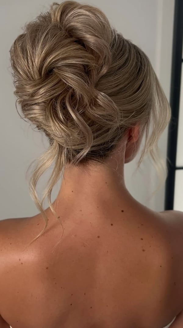 Textured Light Brown Loose Updo Textured Light Brown Loose Updo — Classy Loose Updo