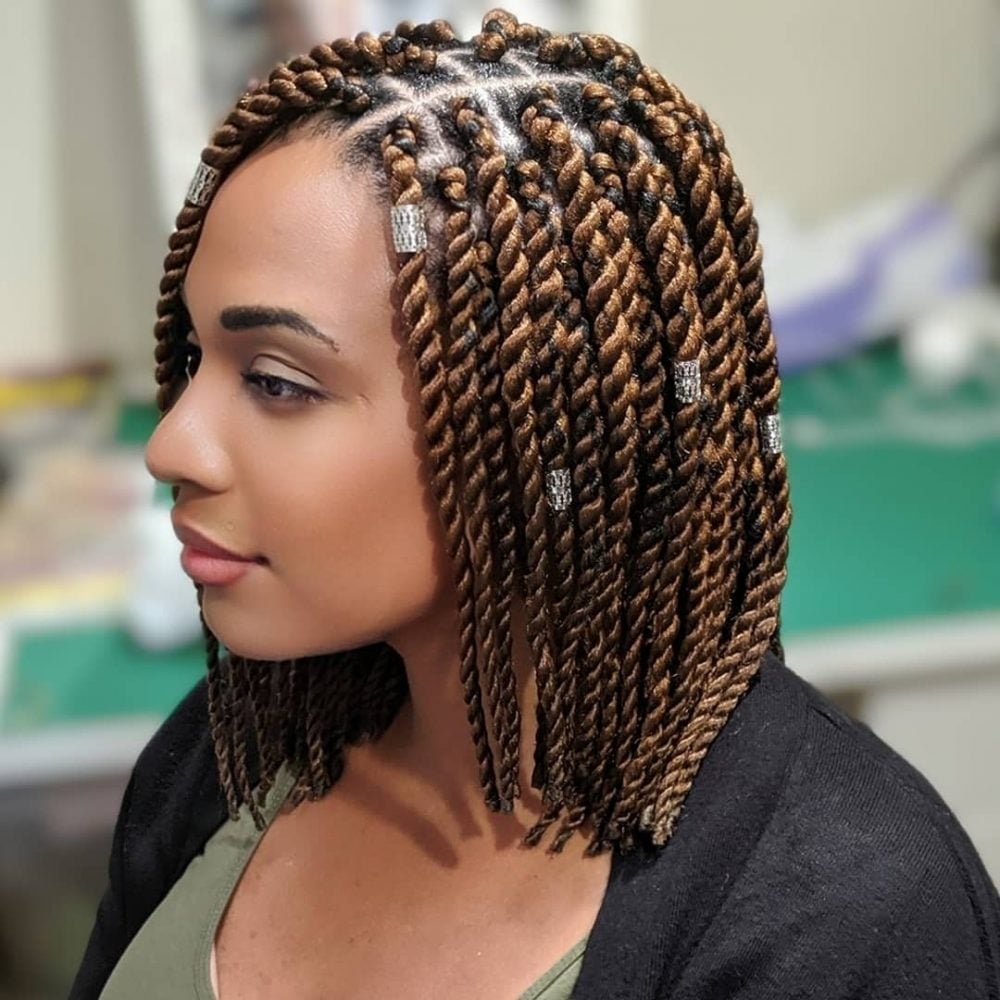 Chin-Length Bob With Medium Brown Twists Chin-Length Bob With Medium Brown Twists — Classy Marley Twists Hairstyles