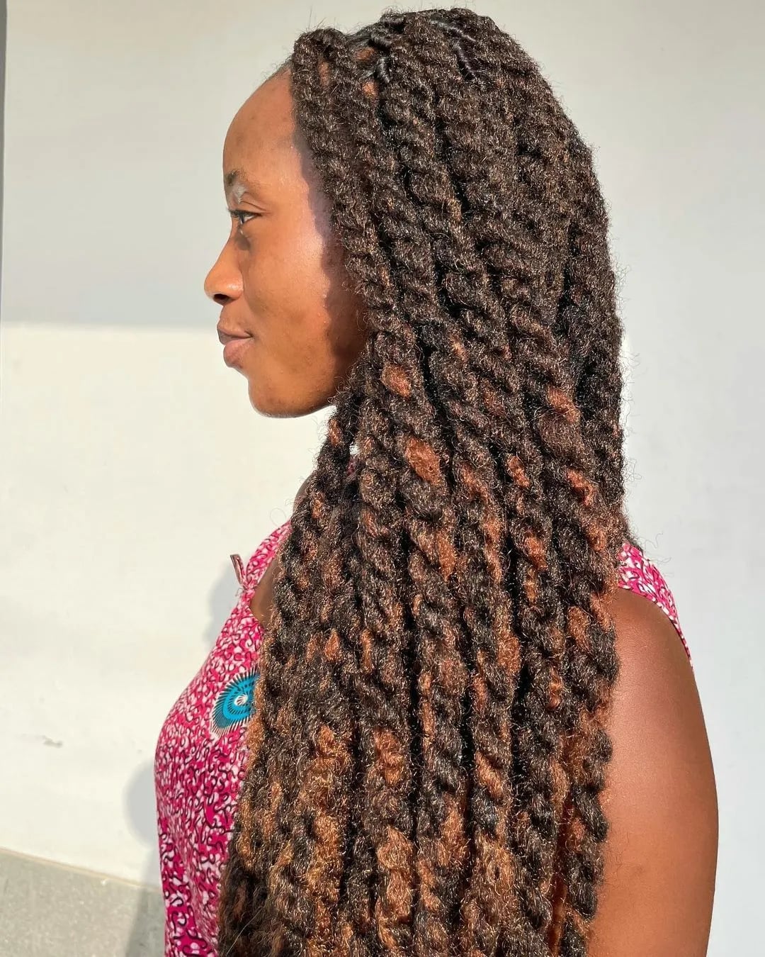 Mid-Back Twists With Auburn Highlights Mid-Back Twists With Auburn Highlights — Classy Marley Twists Hairstyles