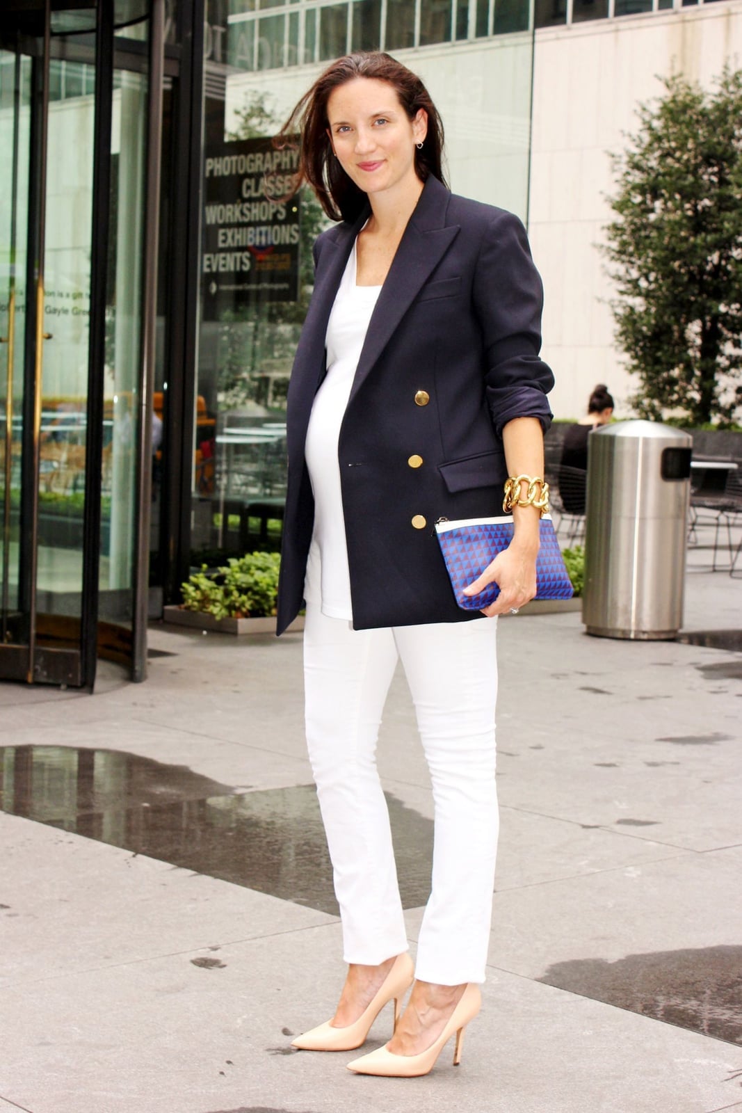 Navy Blazer Casual Ensemble Navy Blazer Casual Ensemble — Classy Maternity Photoshoot Outfits