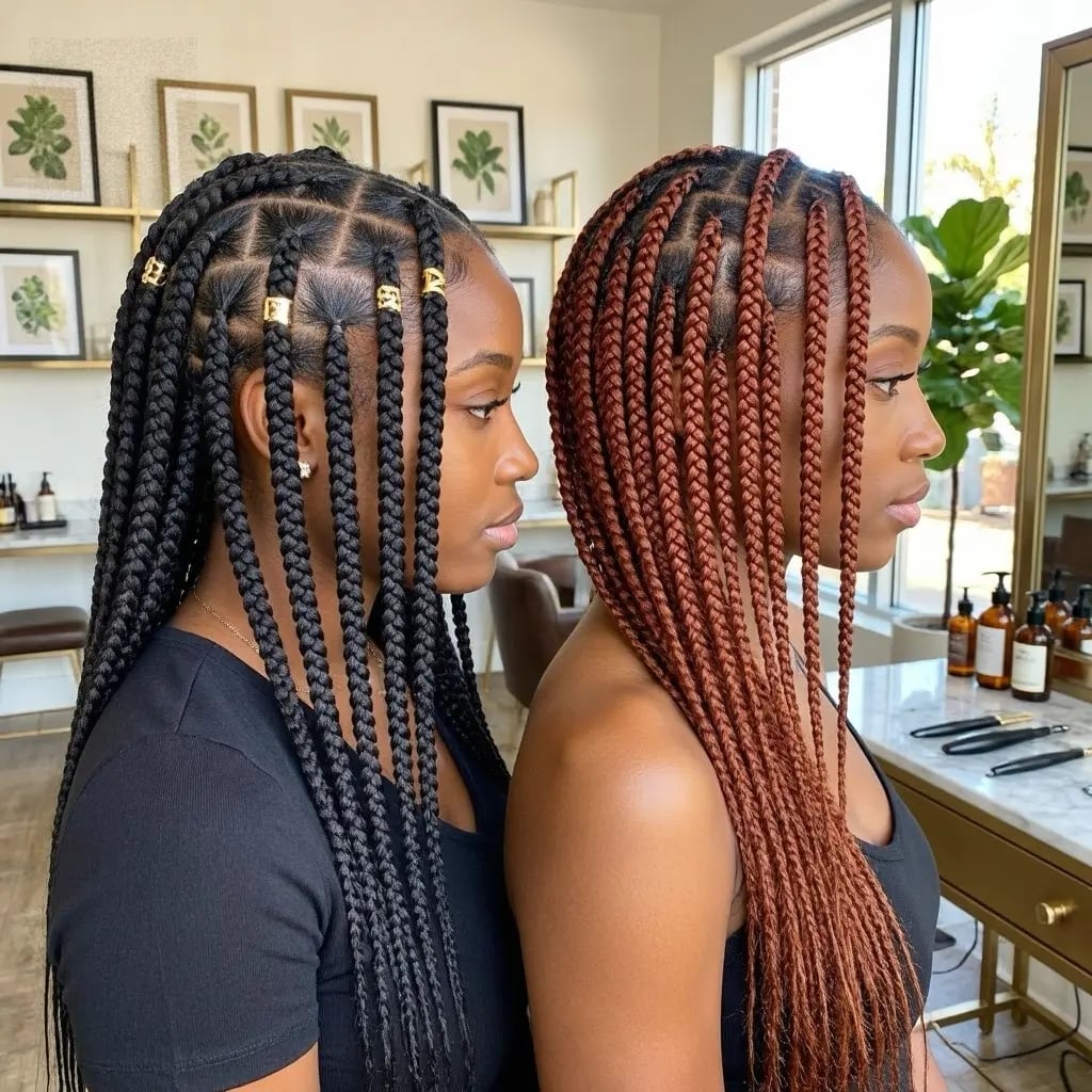 Thick Mid-Back Braids With Blonde Thick Mid-Back Braids With Blonde — Classy Medium Braids