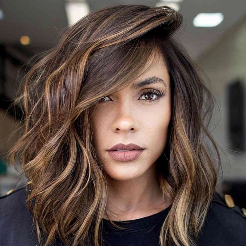 Collarbone Layers With Side Swept Bangs — Classy Medium Length Haircuts