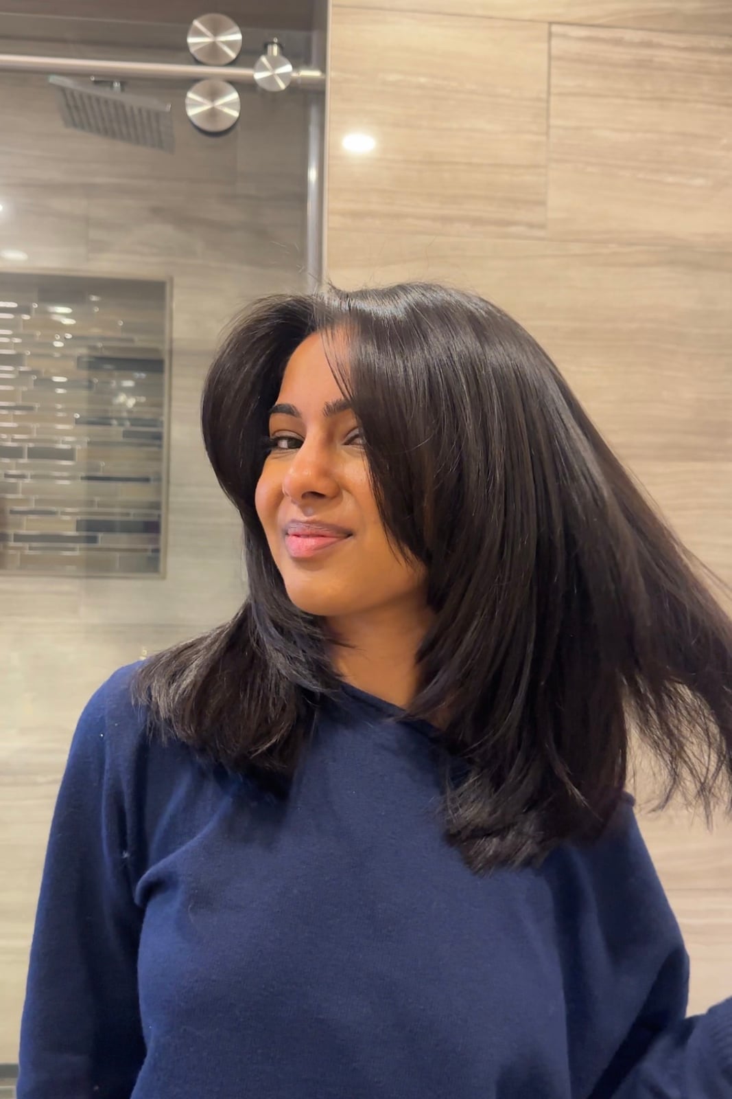 Ash Brown Collarbone Layers With Curtain Bangs and Creating A Smooth — Classy Medium Length Haircuts