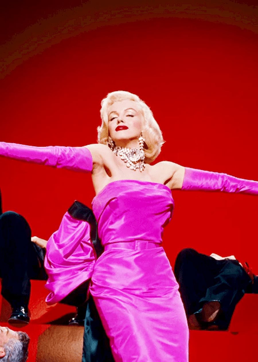 Hot Pink Strapless Dress with Bow and Gloves and Fitted Bodice — Classy Movies Dresses