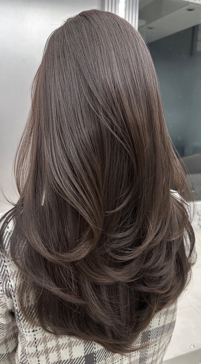 Mid-Back Layered Mushroom Brown With Subtle Highlights Mid-Back Layered Mushroom Brown With Subtle Highlights — Classy Mushroom Brown Hair