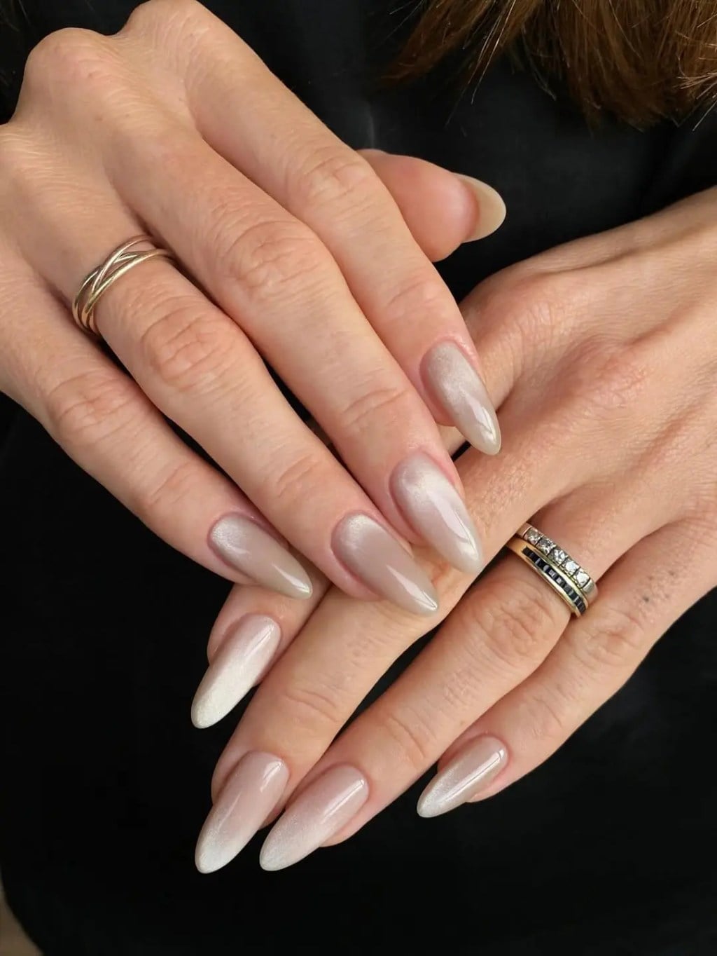 Milky Beige Cat-Eye Medium Almonds Milky Beige Cat-Eye Medium Almonds — Classy Nail Extensions