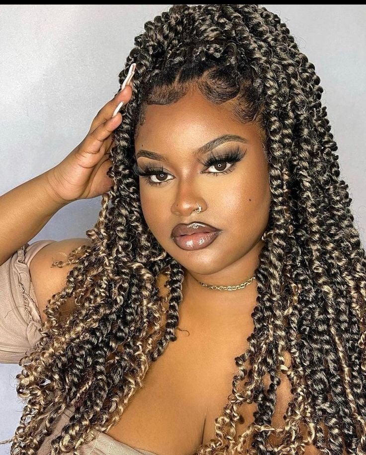 Voluminous Passion Twists With Curtain Bangs Voluminous Passion Twists With Curtain Bangs — Classy Natural Hair Twists