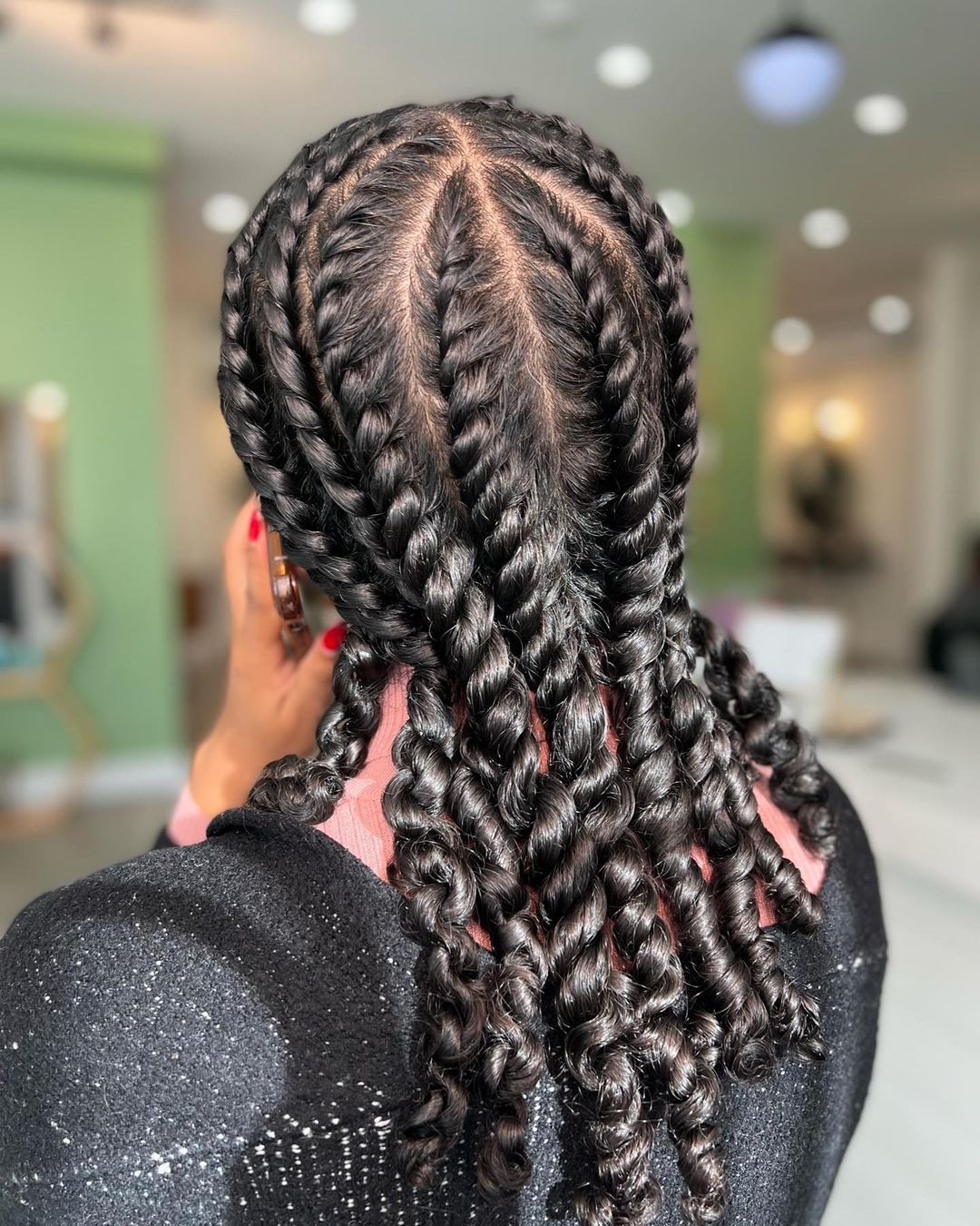 Shoulder-Length Braids With Cornrow Pattern Shoulder-Length Braids With Cornrow Pattern — Classy Natural Hair Twists