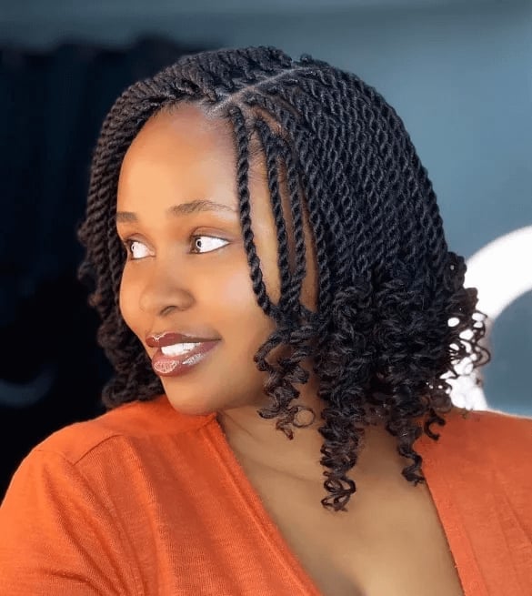 Shoulder-Length Bob With Curly Twist Ends Shoulder-Length Bob With Curly Twist Ends — Classy Natural Hair Twists