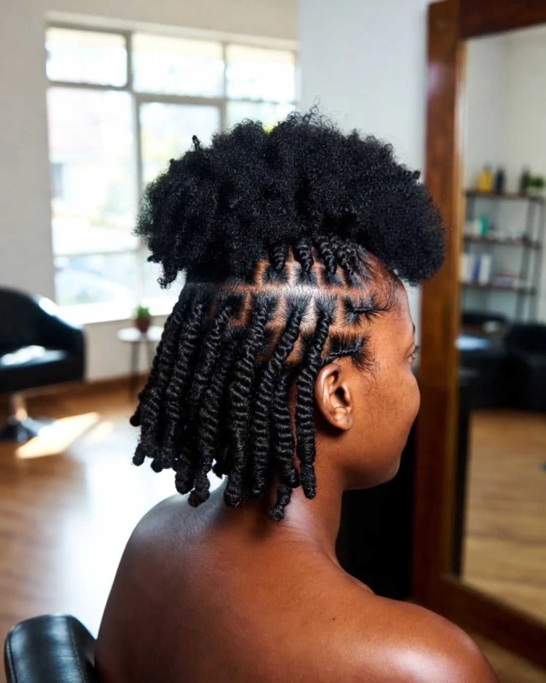 Geometric Flat Twists With Afro Puff Geometric Flat Twists With Afro Puff — Classy Natural Hair Twists