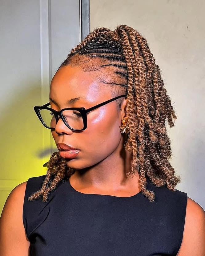Ponytail With Brown And Blonde Twists Ponytail With Brown And Blonde Twists — Classy Natural Hair Twists