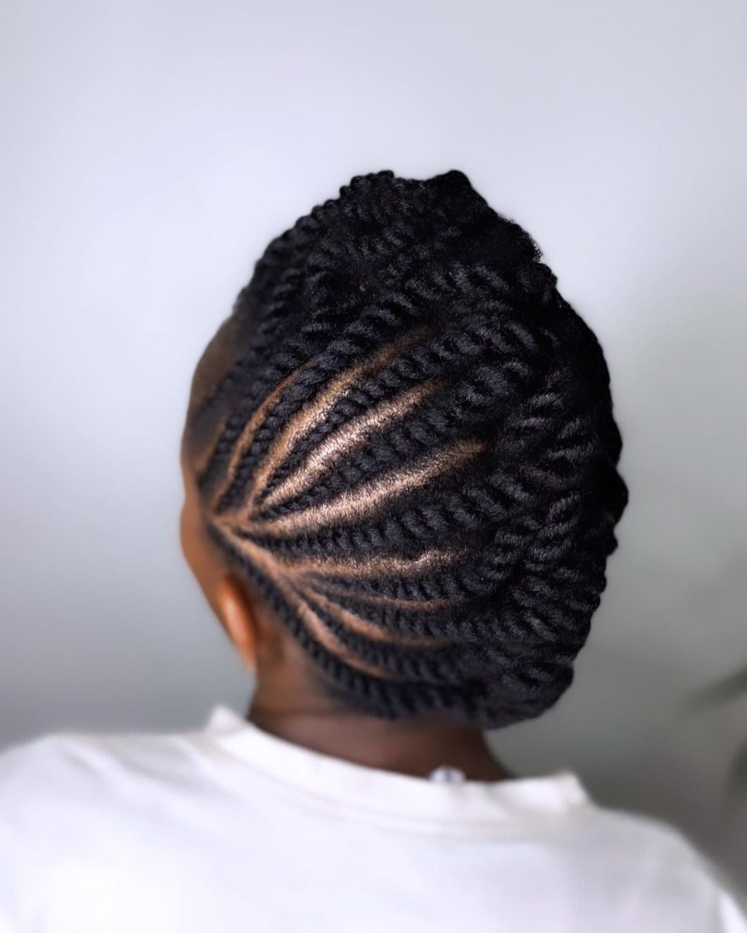 Geometric Pattern Flat Twists Updo — Classy Natural Twists