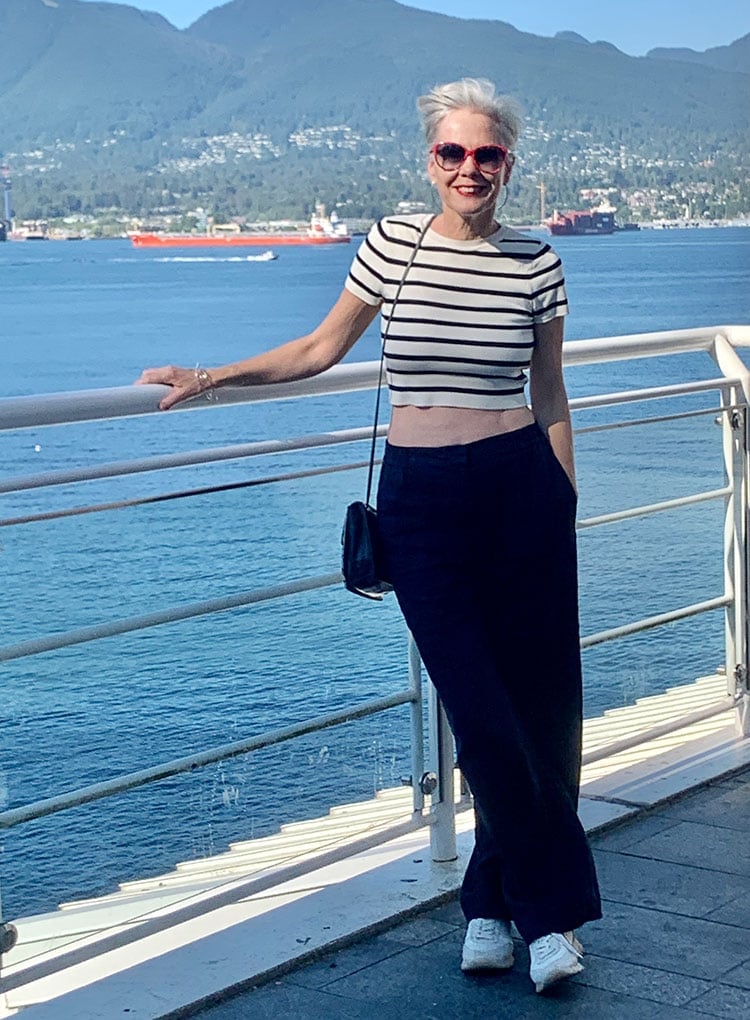 Navy Striped Cropped Top and Trousers Navy Striped Cropped Top and Trousers — Classy Navy Outfits