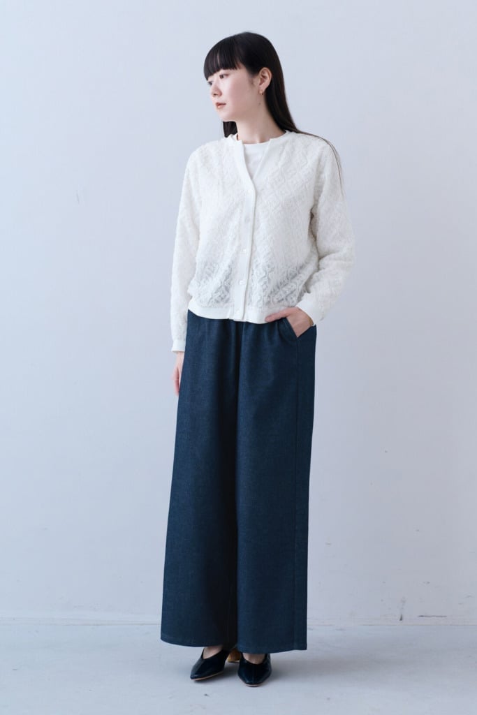 Wide-leg Navy Trousers in a Denim-Like Fabric, Close-Up Take — Classy Navy Pants Outfits