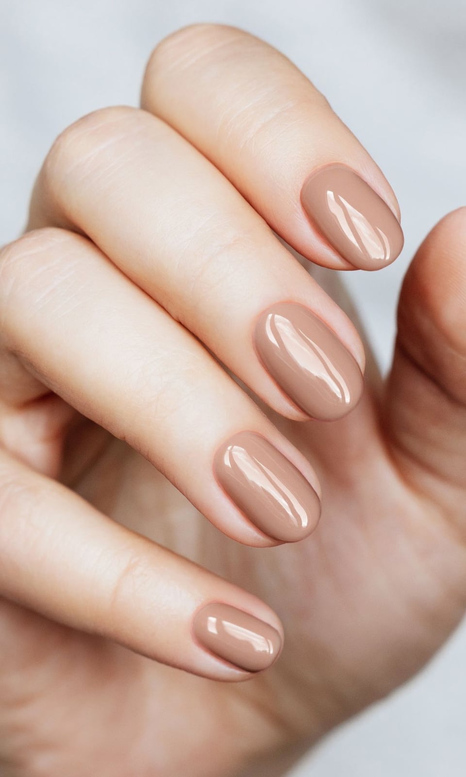 Medium Oval Solid Medium Beige Medium Oval Solid Medium Beige — Classy Neutral Nails