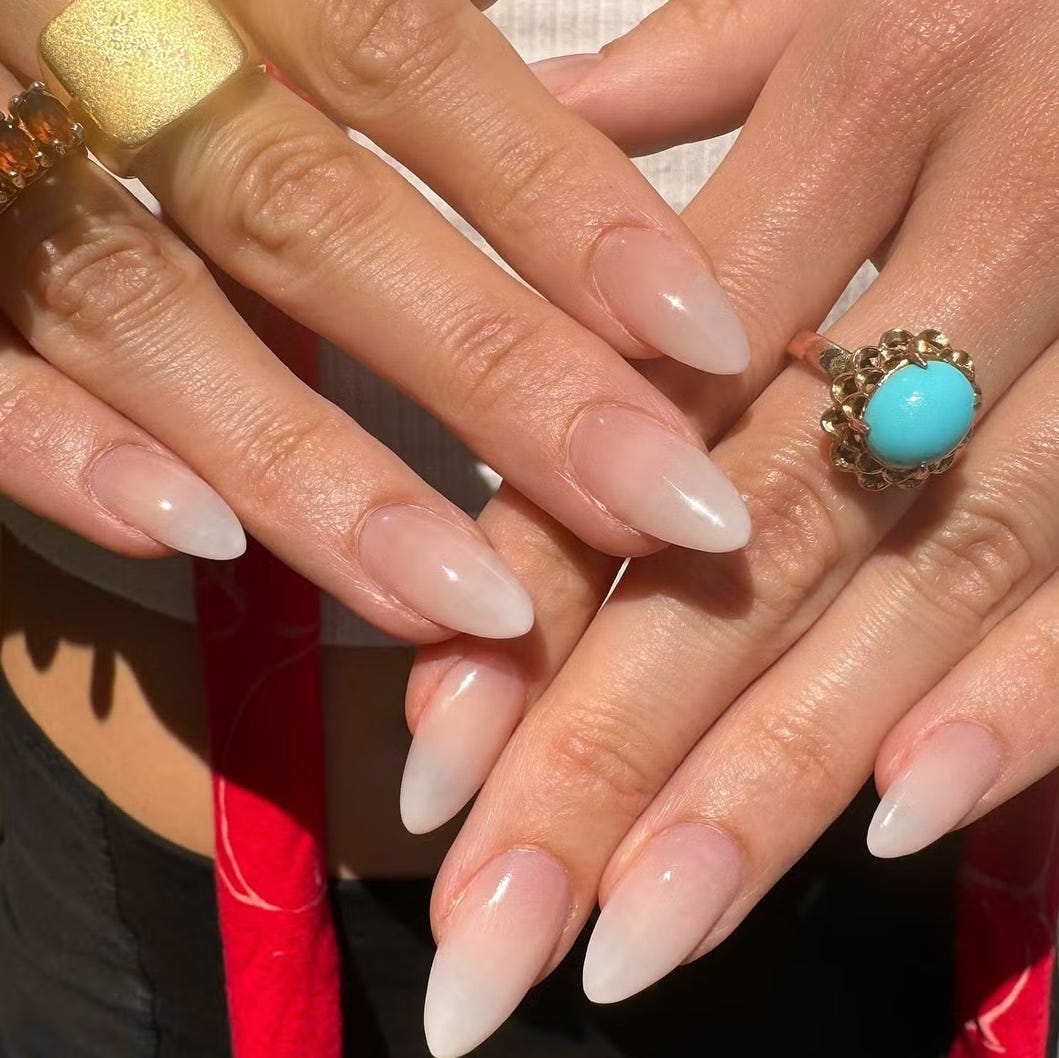 Long Stiletto Sheer Pink Nude Line Art Long Stiletto Sheer Pink Nude Line Art — Classy Neutral Nails