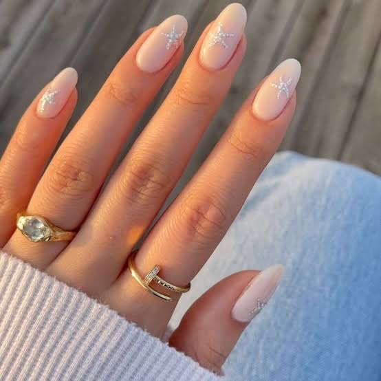 Long Almond Nude With Chrome Abstract Art Long Almond Nude With Chrome Abstract Art — Classy Neutral Nails