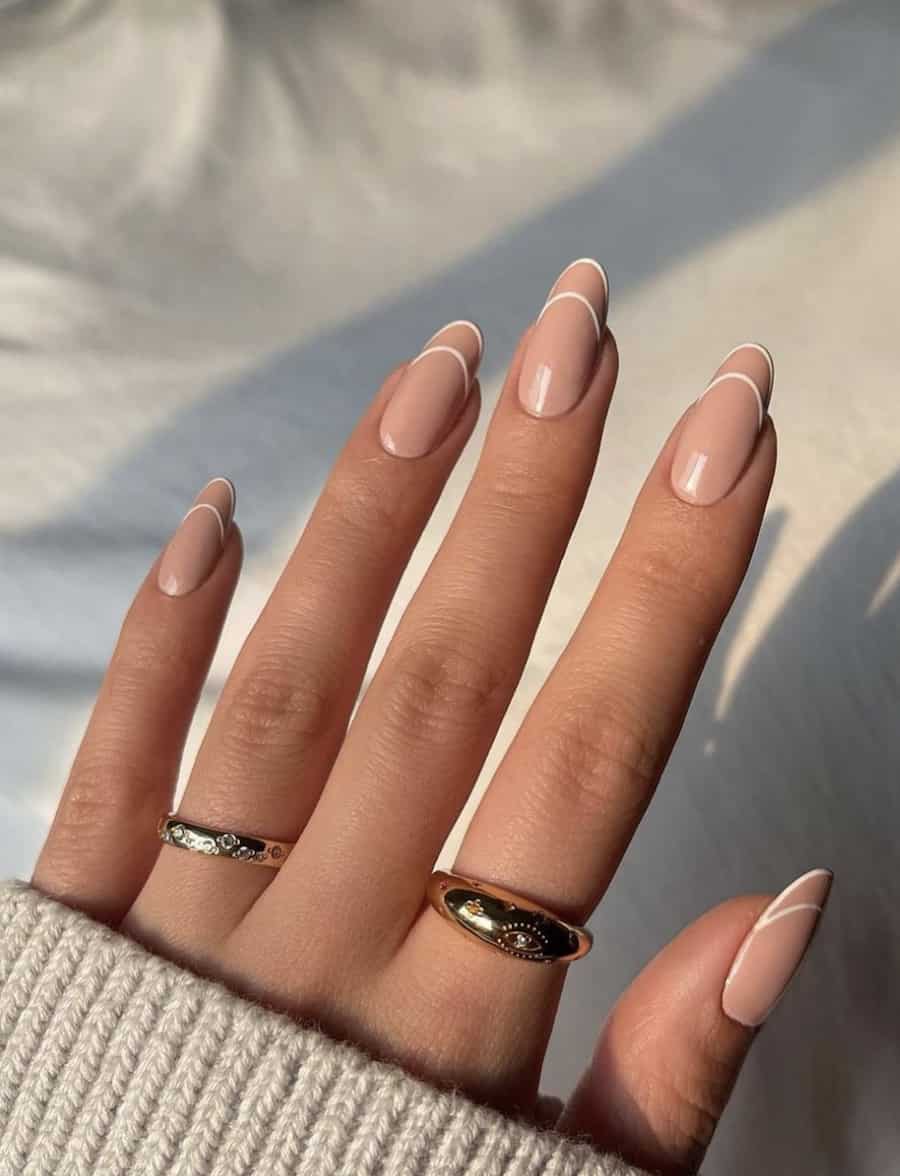 Short Almond Classic French Manicure, Glossy Short Almond Classic French Manicure, Glossy — Classy Neutral Nails