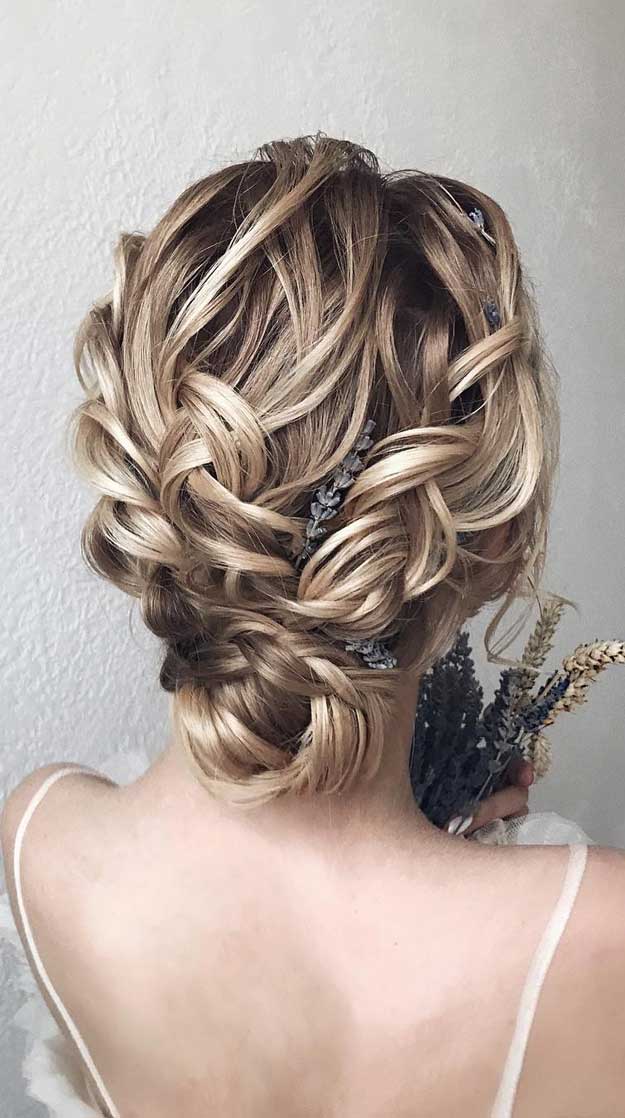 Neck Length Braided Updo With Flowers Neck Length Braided Updo With Flowers — Classy New Hairstyles