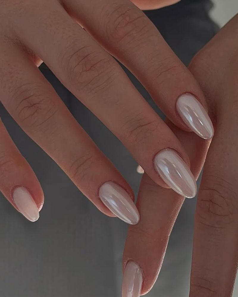 Subtle Iridescent Light Pink Nude Chrome Nails Subtle Iridescent Light Pink Nude Chrome Nails — Classy Nude Chrome Nails