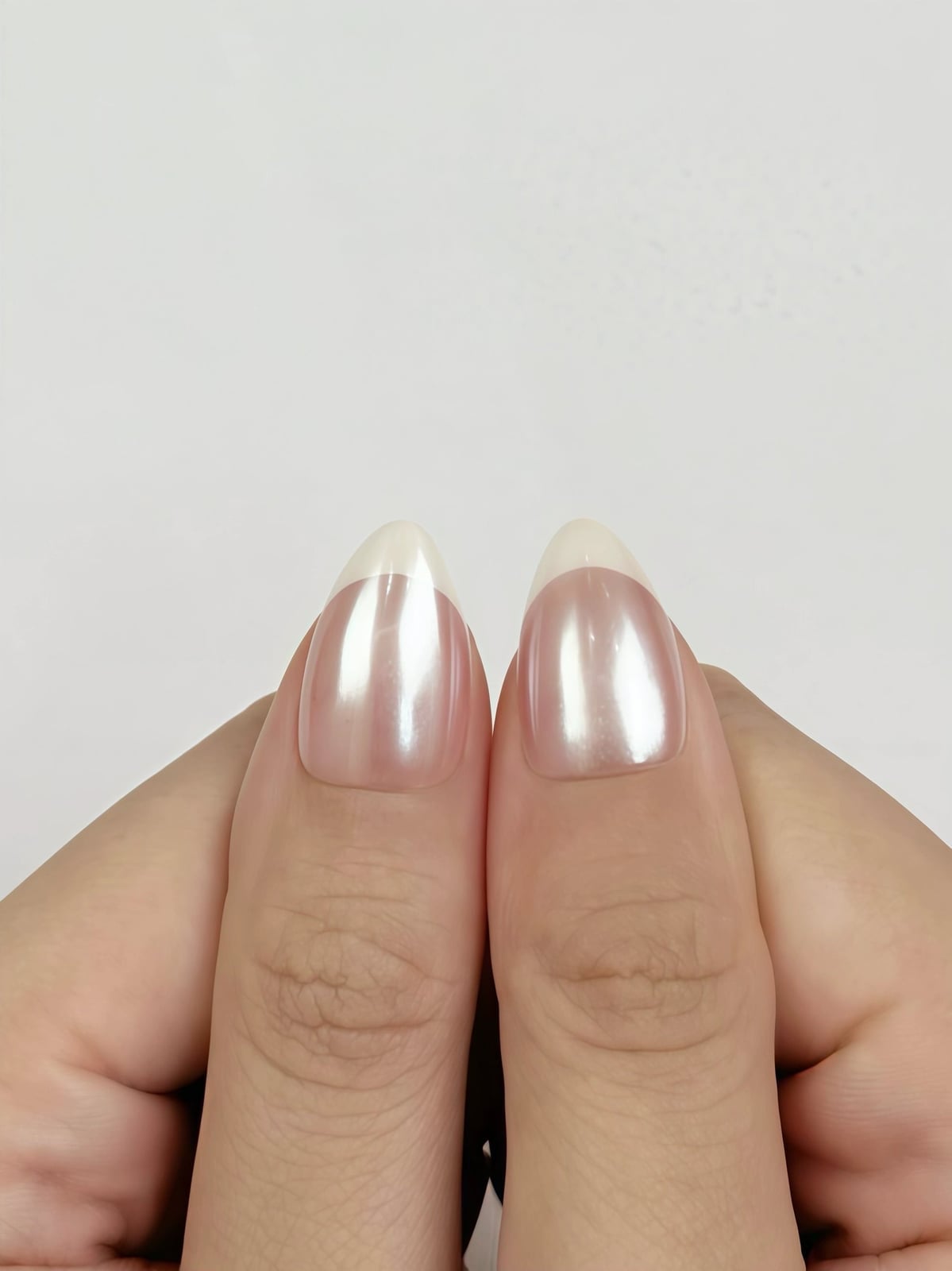 Short Almond Pink Nude Chrome French Tip Nails Short Almond Pink Nude Chrome French Tip Nails — Classy Nude Chrome Nails