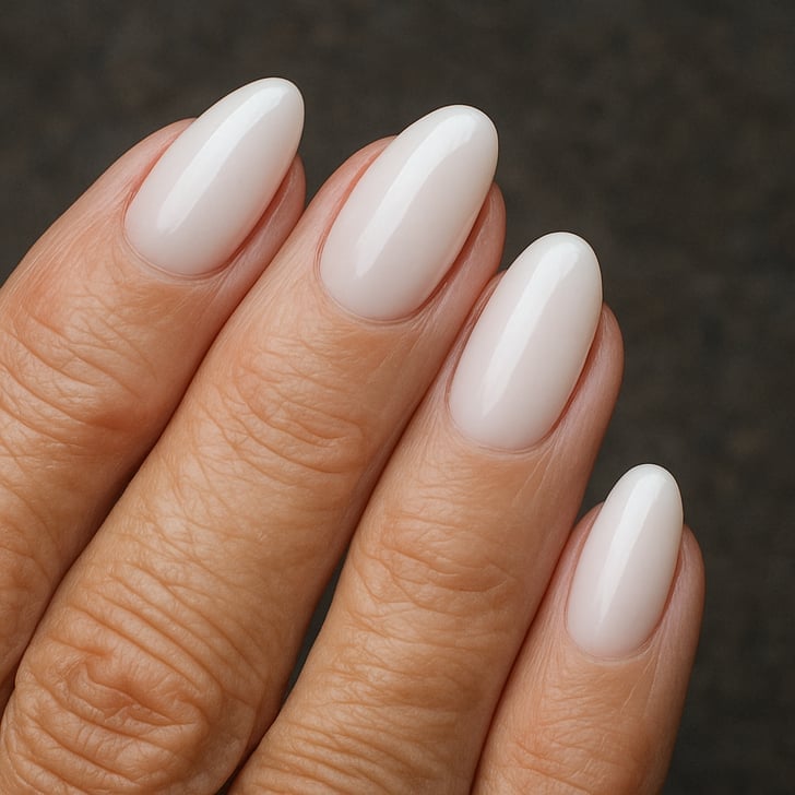 Milky White Short Almond Glossy Nails Milky White Short Almond Glossy Nails — Classy Nurse Nails