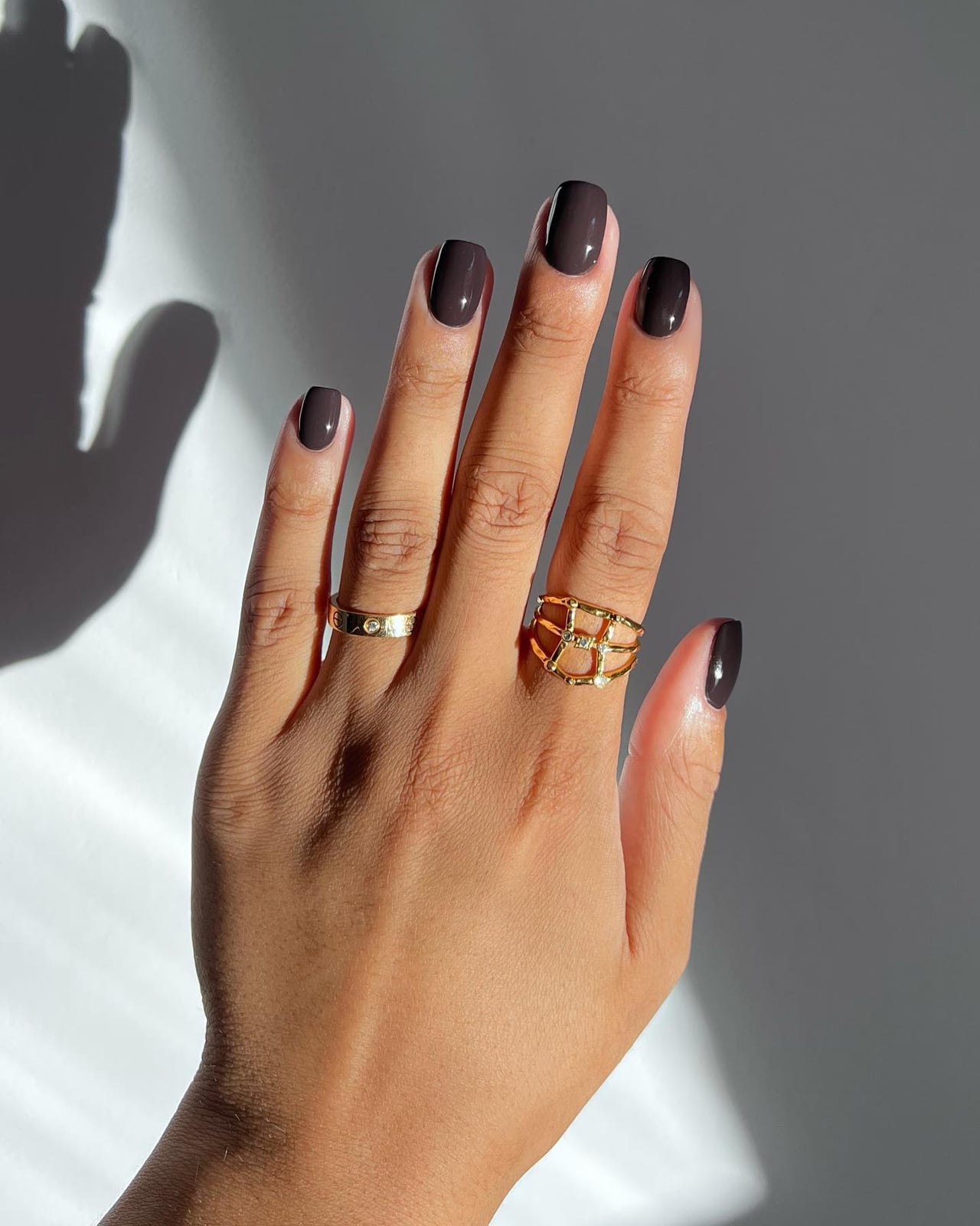 Deep Muted Gray Short Square Glossy Nails Deep Muted Gray Short Square Glossy Nails — Classy Nurse Nails
