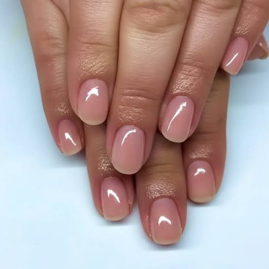 Immaculate Sheer Nude Milky Glossy Oval Nails Immaculate Sheer Nude Milky Glossy Oval Nails — Classy Nurse Nails