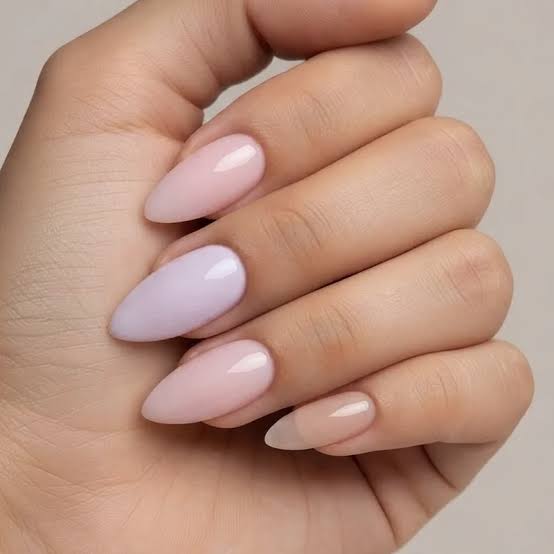 Another Natural Light Peach Nude Short Almond Nails, Close-Up Take Another Natural Light Peach Nude Short Almond Nails, Close-Up Take — Classy Nurse Nails