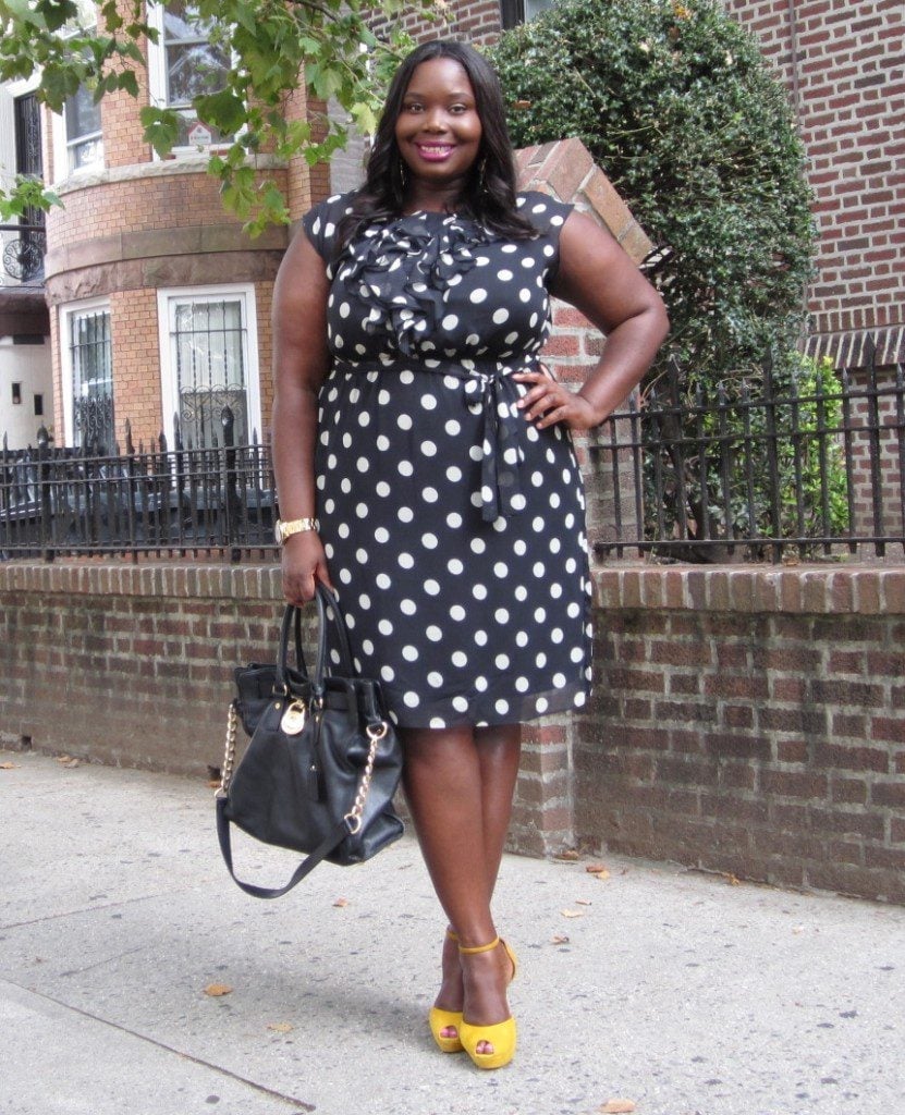 Polka Dot Midi Dress With Tie Waist Polka Dot Midi Dress With Tie Waist — Classy Office Dresses