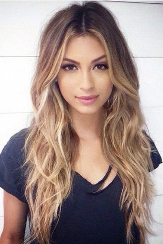 Classic Dark Brown To Blonde Ombre Mid-Back, Wavy Classic Dark Brown To Blonde Ombre Mid-Back, Wavy — Classy Ombré Hair
