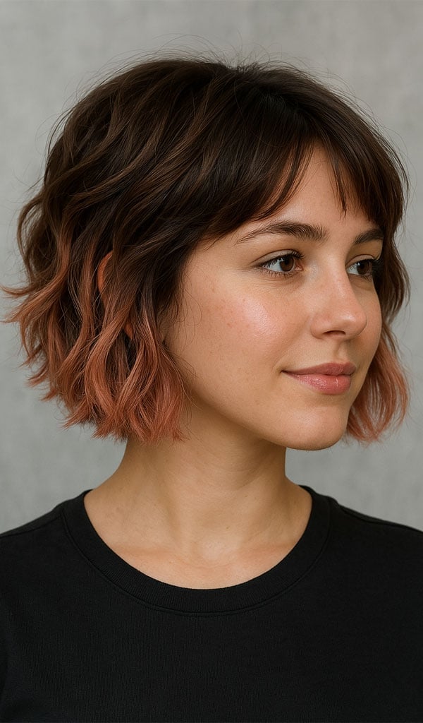 Chin Length Bob With Rose Gold Ombré Chin Length Bob With Rose Gold Ombré — Classy Ombré Hair