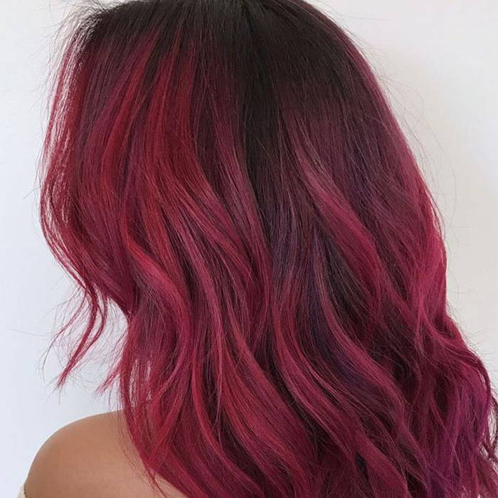 Mid-Back Dark Brown Deep Red Ombré Waves, Wavy Mid-Back Dark Brown Deep Red Ombré Waves, Wavy — Classy Ombré Hair