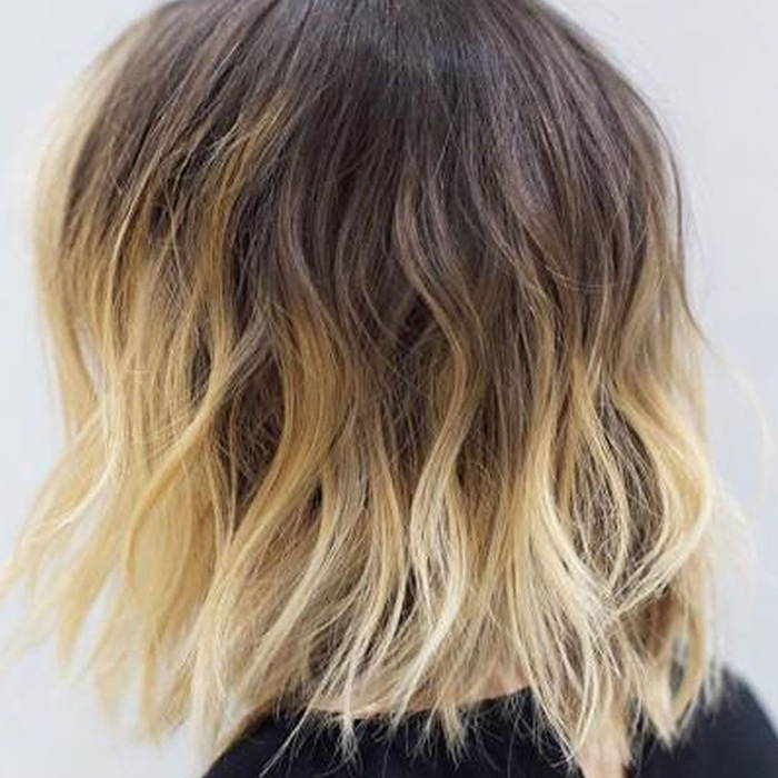Angled Collarbone Bob With Blonde Ombré Angled Collarbone Bob With Blonde Ombré — Classy Ombré Hair