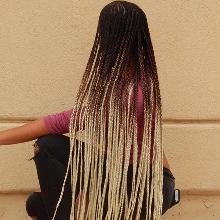 Braided Black To Blonde Ombré Braided Black To Blonde Ombré — Classy Ombré Hair