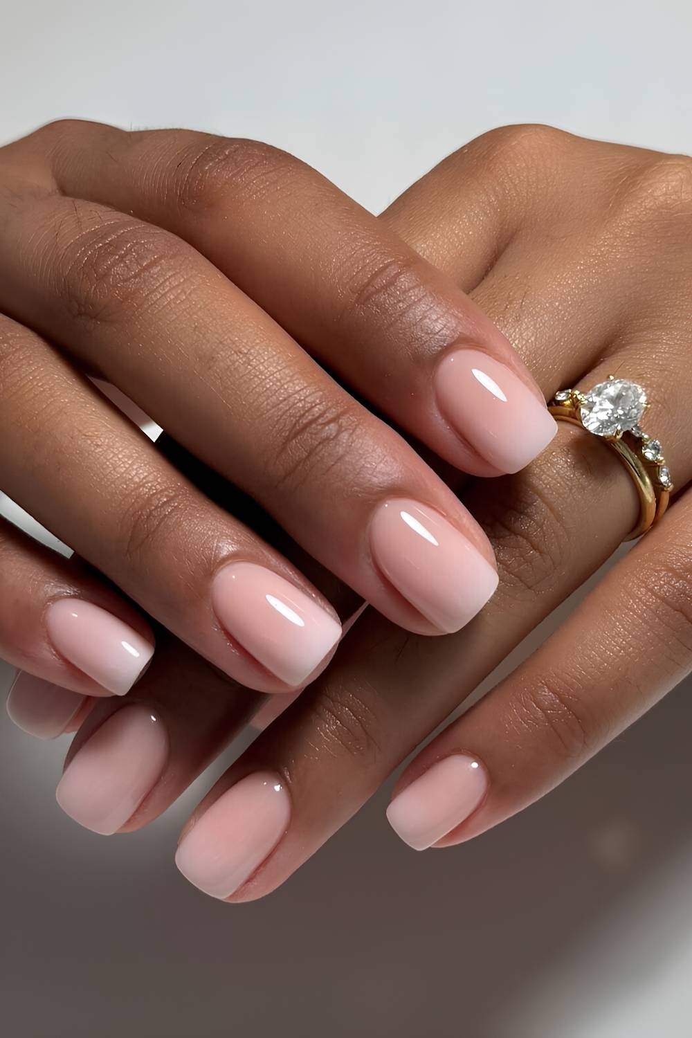 Short Soft Square Milky Glossy Ombre Nails Short Soft Square Milky Glossy Ombre Nails — Classy Ombré Nails